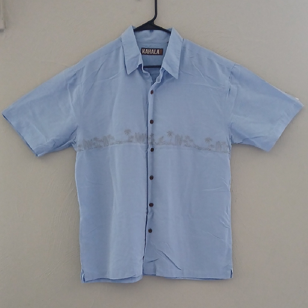 Kahala‎ Sky Blue Men's Casual Button Down Shirt Sz L
